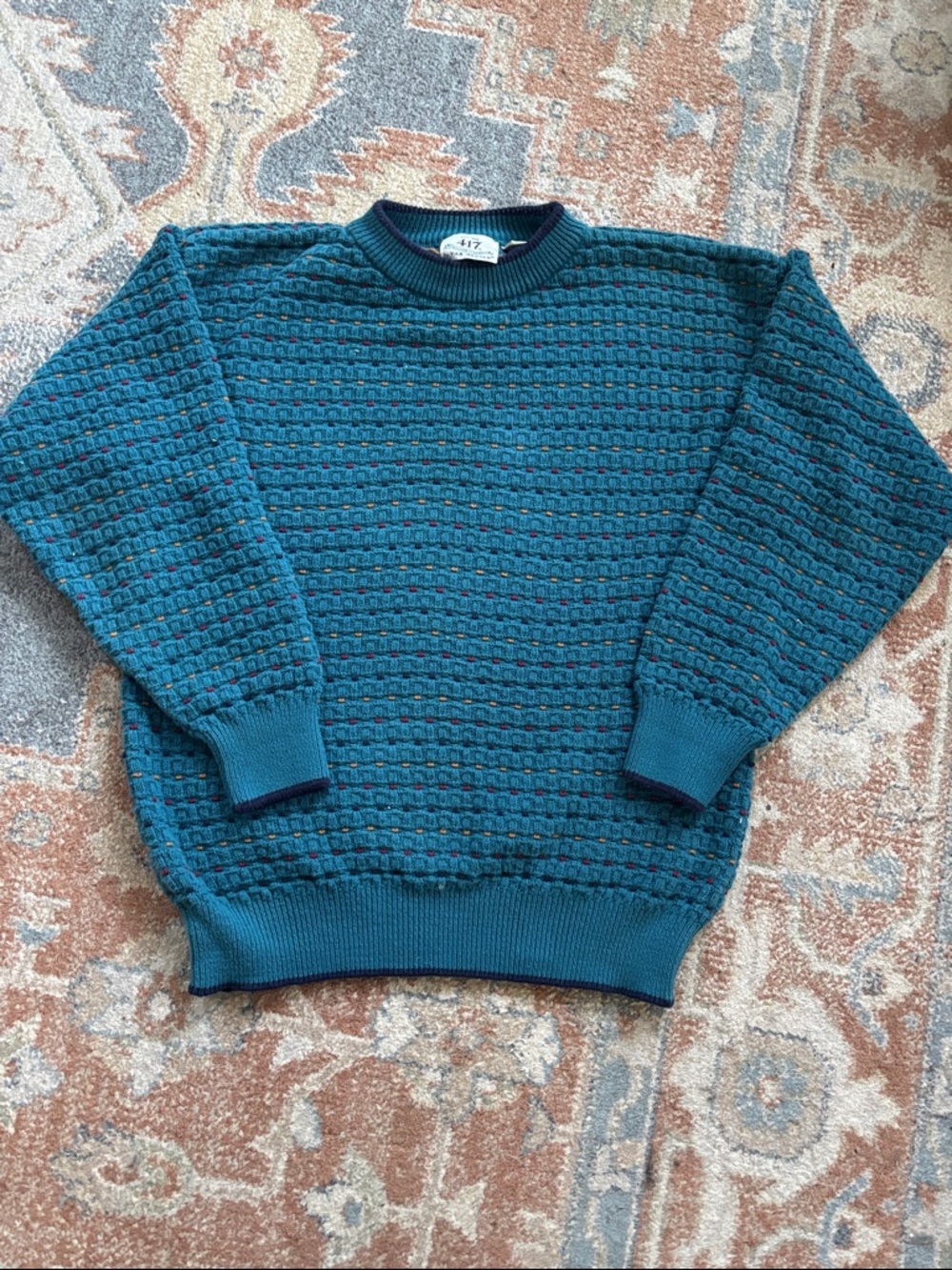 Vintage Van Heusen Teal Ribbed Crewneck Sweater